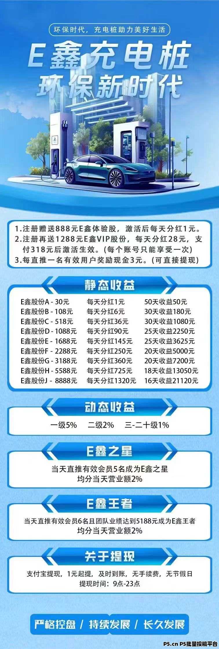 E鑫充电桩，注册送奖励，全新模式，自动滑落，抓紧布局，零撸天花板