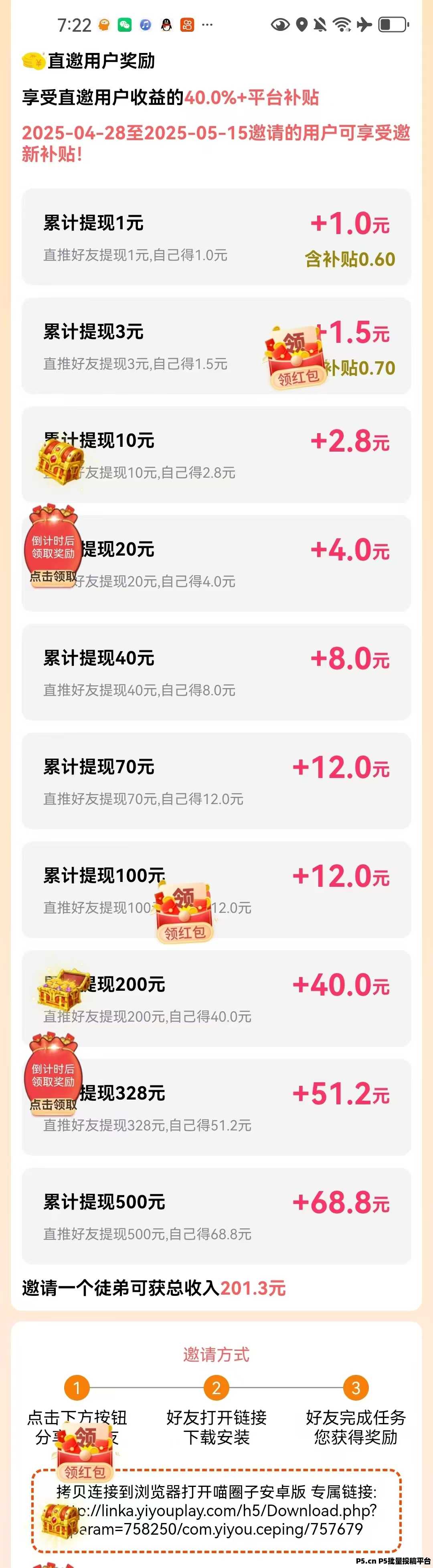 首码喵享，五一感恩大回馈收益翻倍