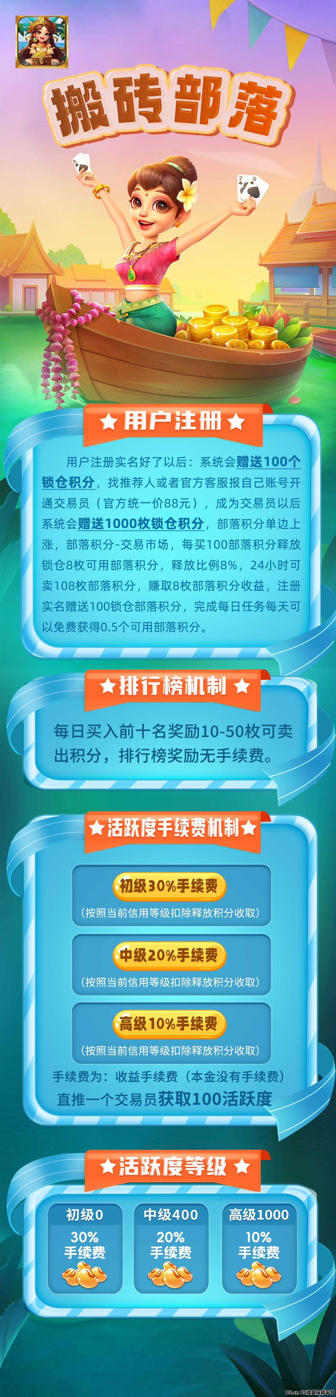搬砖部落，首码新盘，注册送金币，卖出即赚