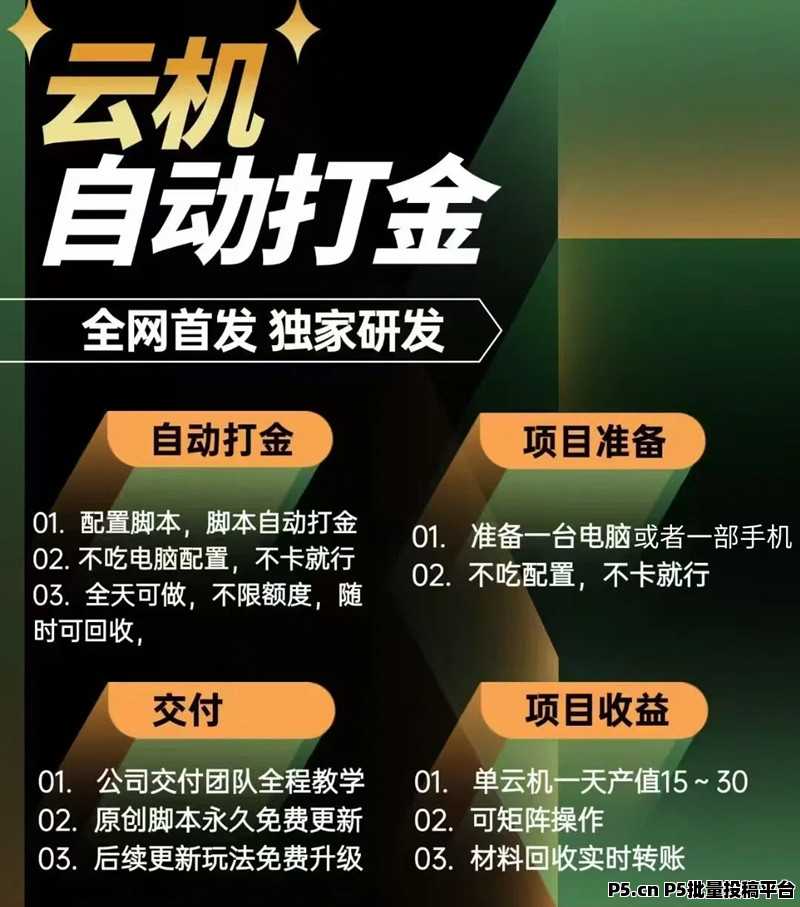 全自动挂机，游戏打金，实操独家项目