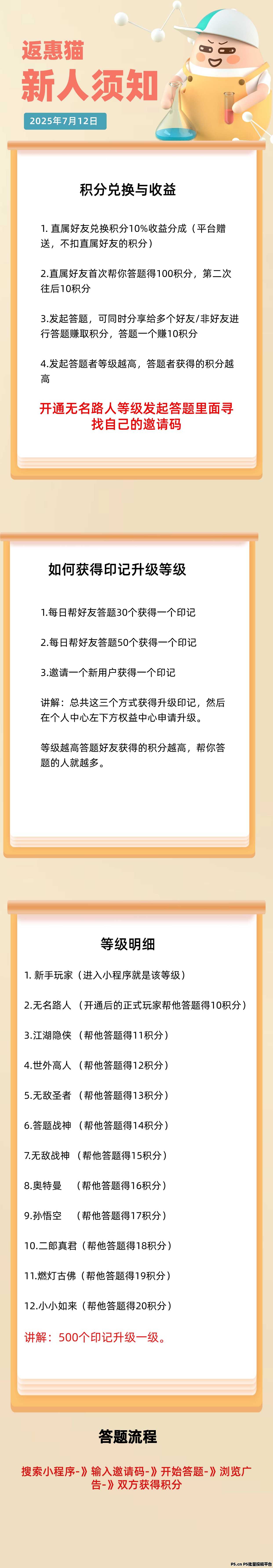 返惠猫小程序全新玩法零撸答题互助
