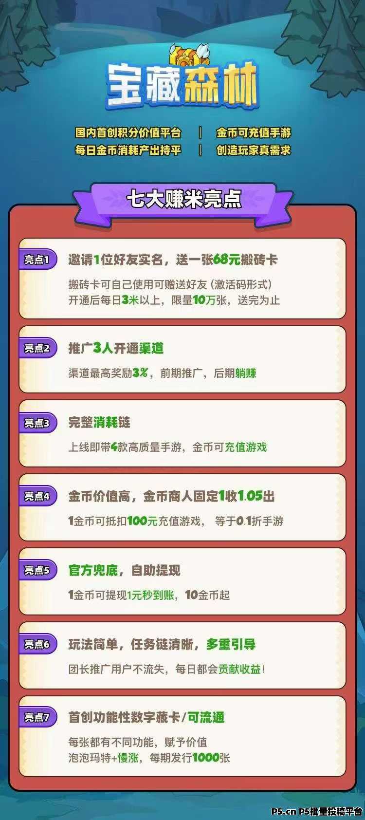 首码宝藏森林，免费送搬砖卡，每日收益稳定