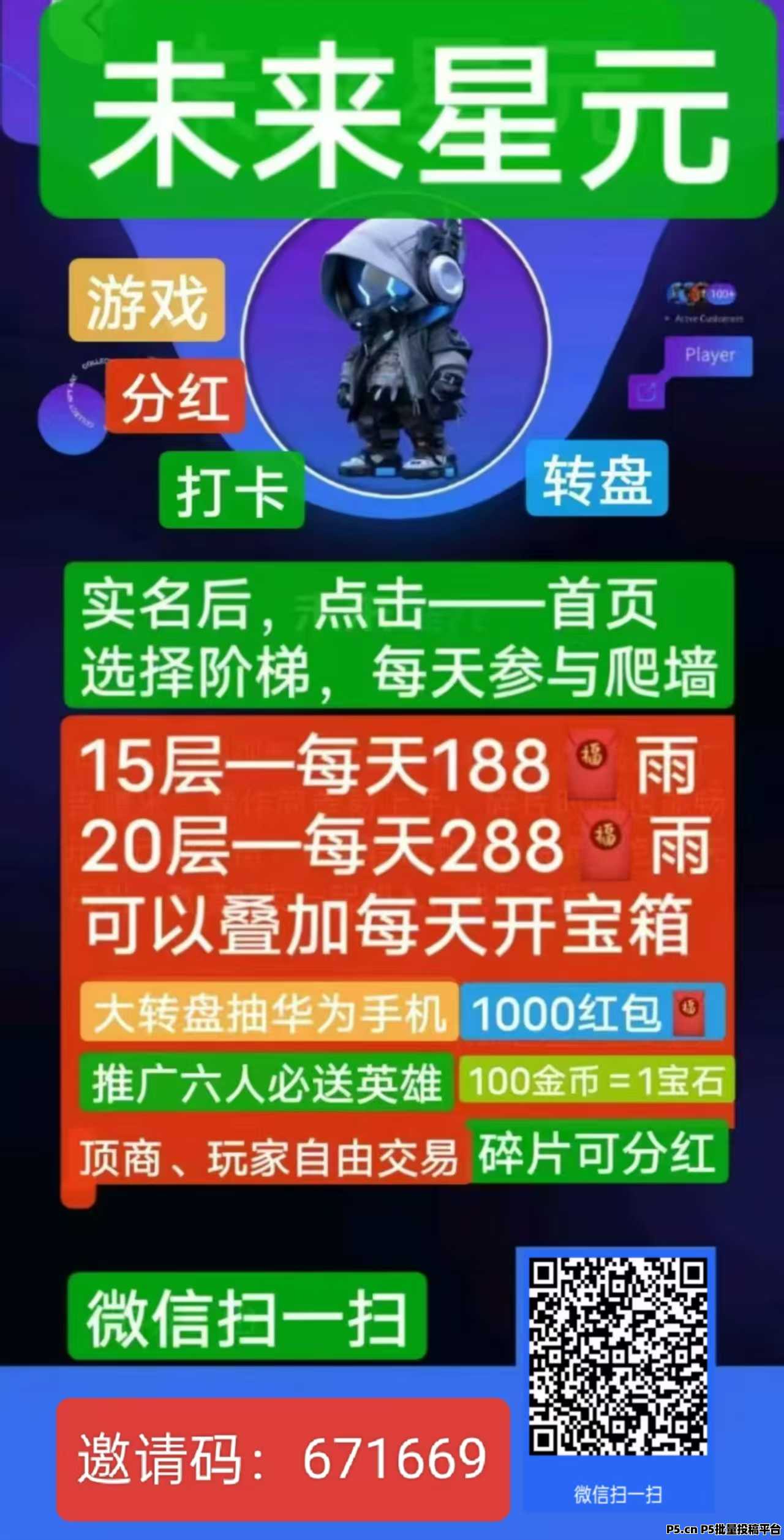 未来星元，每天群里红包雨下不停，上10层就行