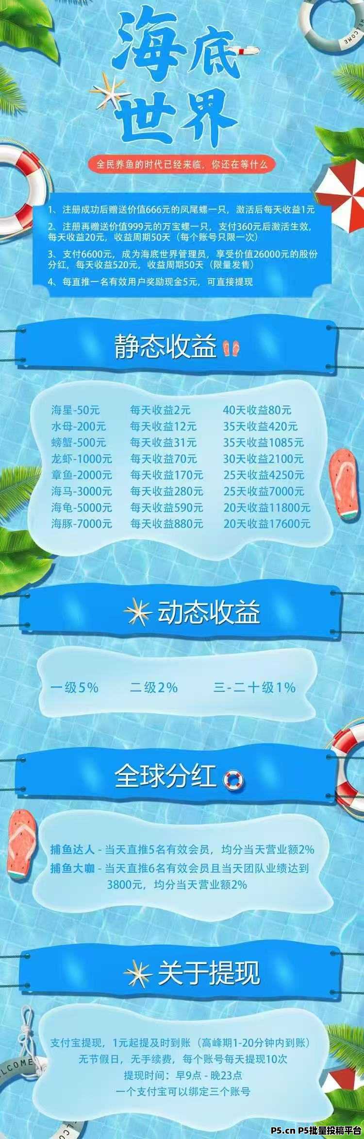 海底世界首码:养殖渔场挣钱,自定义提现