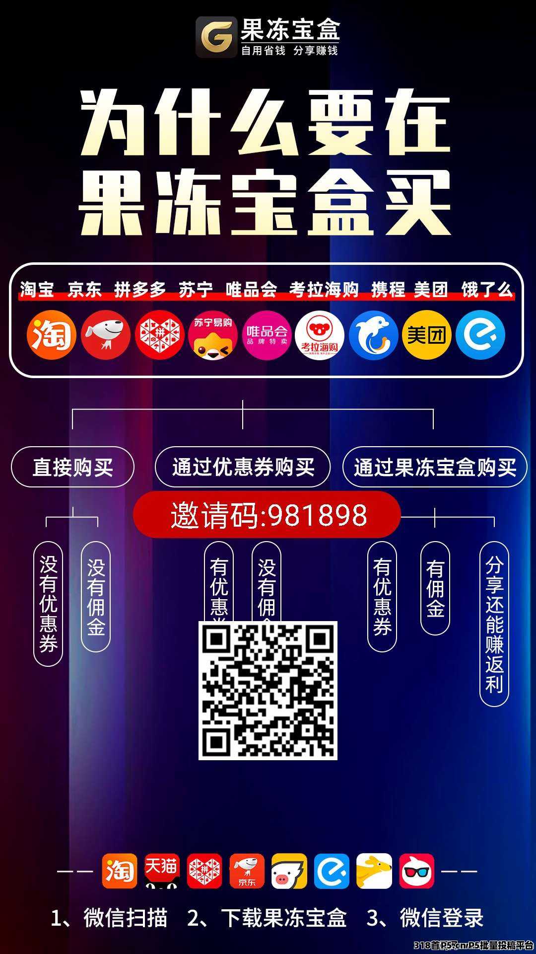 果冻宝盒,超级返利平台,只要身边人网购,你就能赚钱