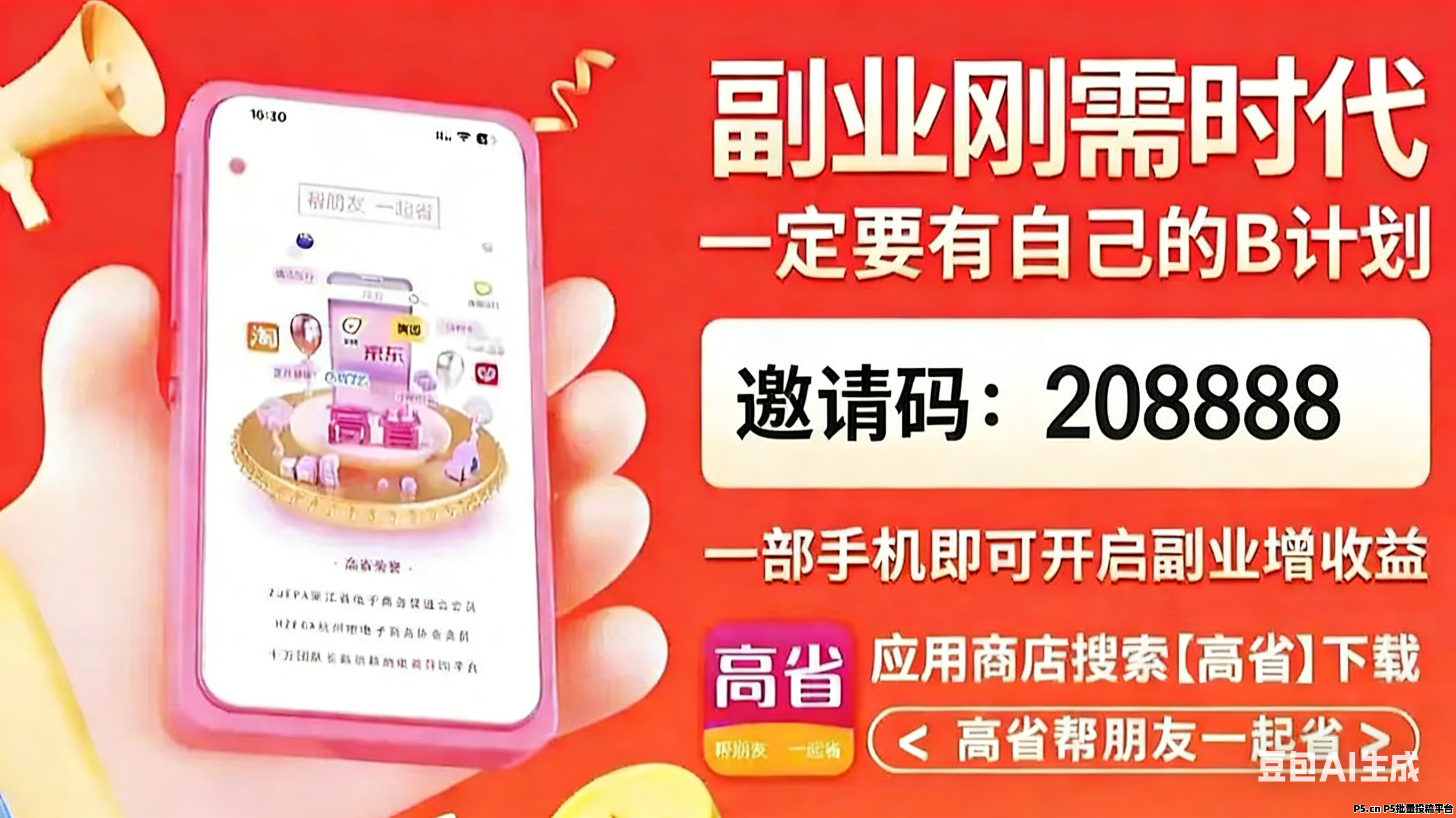 高省APP推广合伙人招募零成本轻创业，管道收益长期稳定