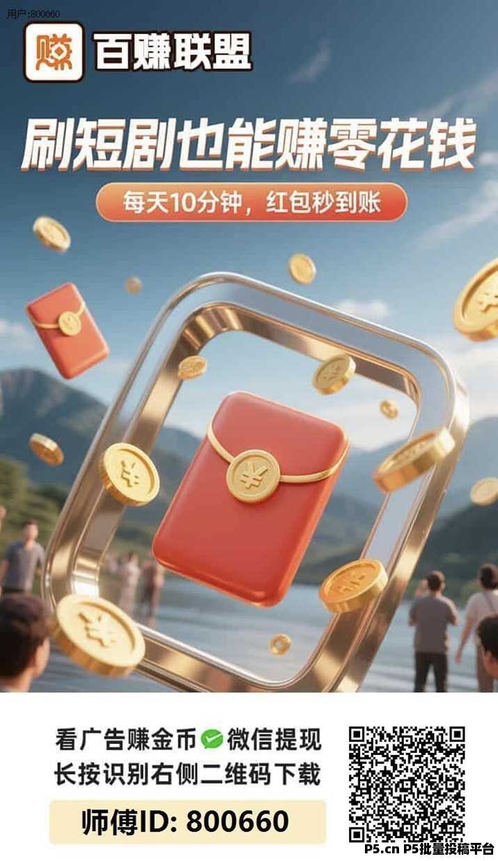 百赚联盟看广告零撸赚钱，没有难度的项目